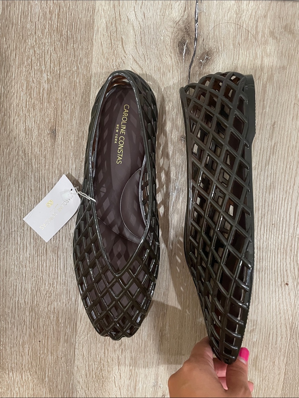 NWT Caroline Constas Dark Brown Lattice Ballerina Flats Size 7 Trendy - Picture 7 of 8
